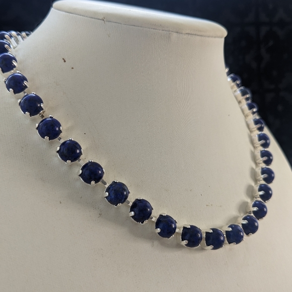 Genuine Natural Lapis Lazuli in Silver Plated Necklace - new - Picture 3 of 7